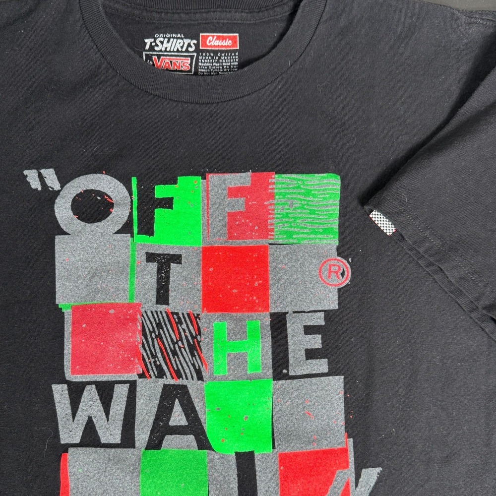 Vans Checker Blaster II‎ Off The Wall T Shirt Black Graphic Print Mens Large